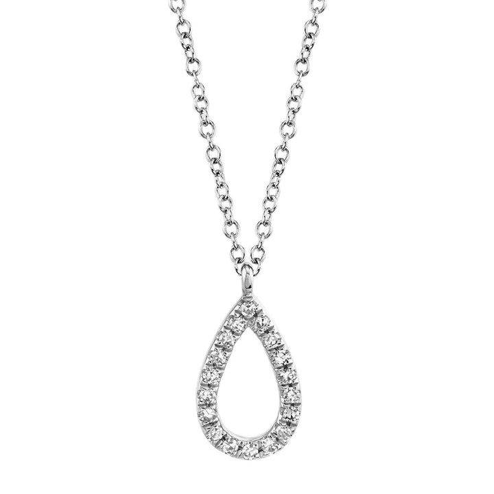 Shy Creation 0.063ctw Diamond 14K White Gold Pear Necklace