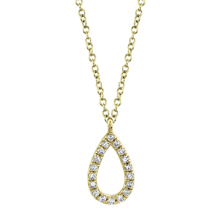 Shy Creation 0.063ctw Diamond 14K Yellow Gold Pear Necklace