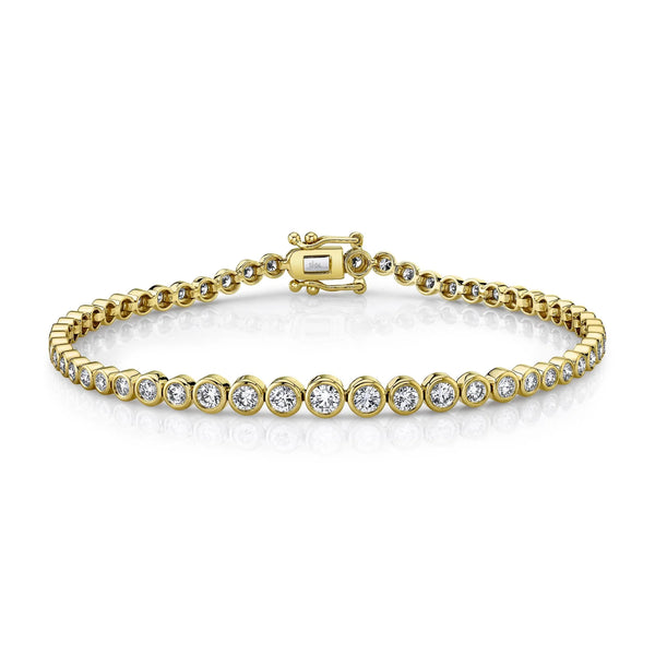 1.90ctw 14k Yellow Gold Diamond Bezel Tennis Bracelet