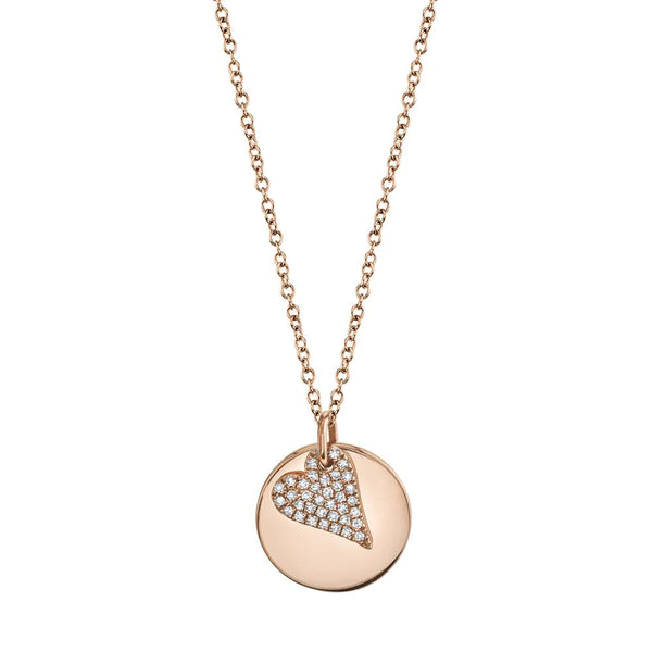 0.09CT 14K Rose Gold Diamond Pave Heart Necklace