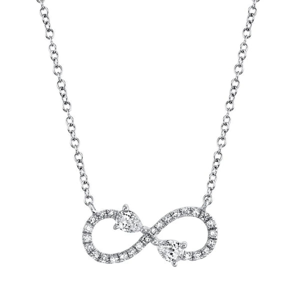 Shy Creation 0.22CTW Diamond 14K White Gold Infinity Necklace