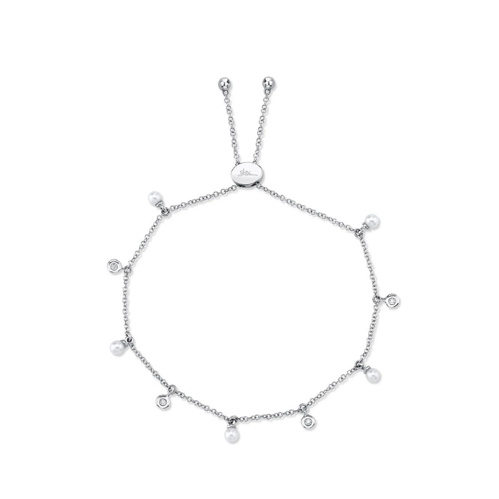 0.04ctw Diamond & Cultured Pearl Bolo Bracelet