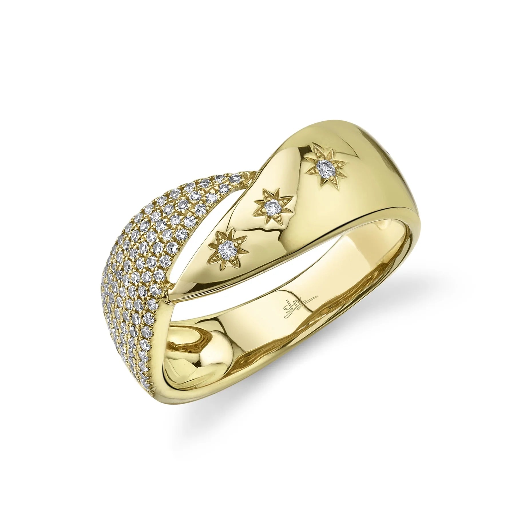 14K Yellow Gold 0.24ctw Diamond star ring