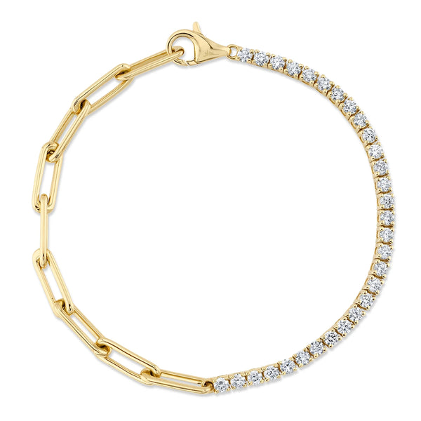 Shy Creation 7" 1.50ctw 14K Yellow Gold Diamond Link Bracelet