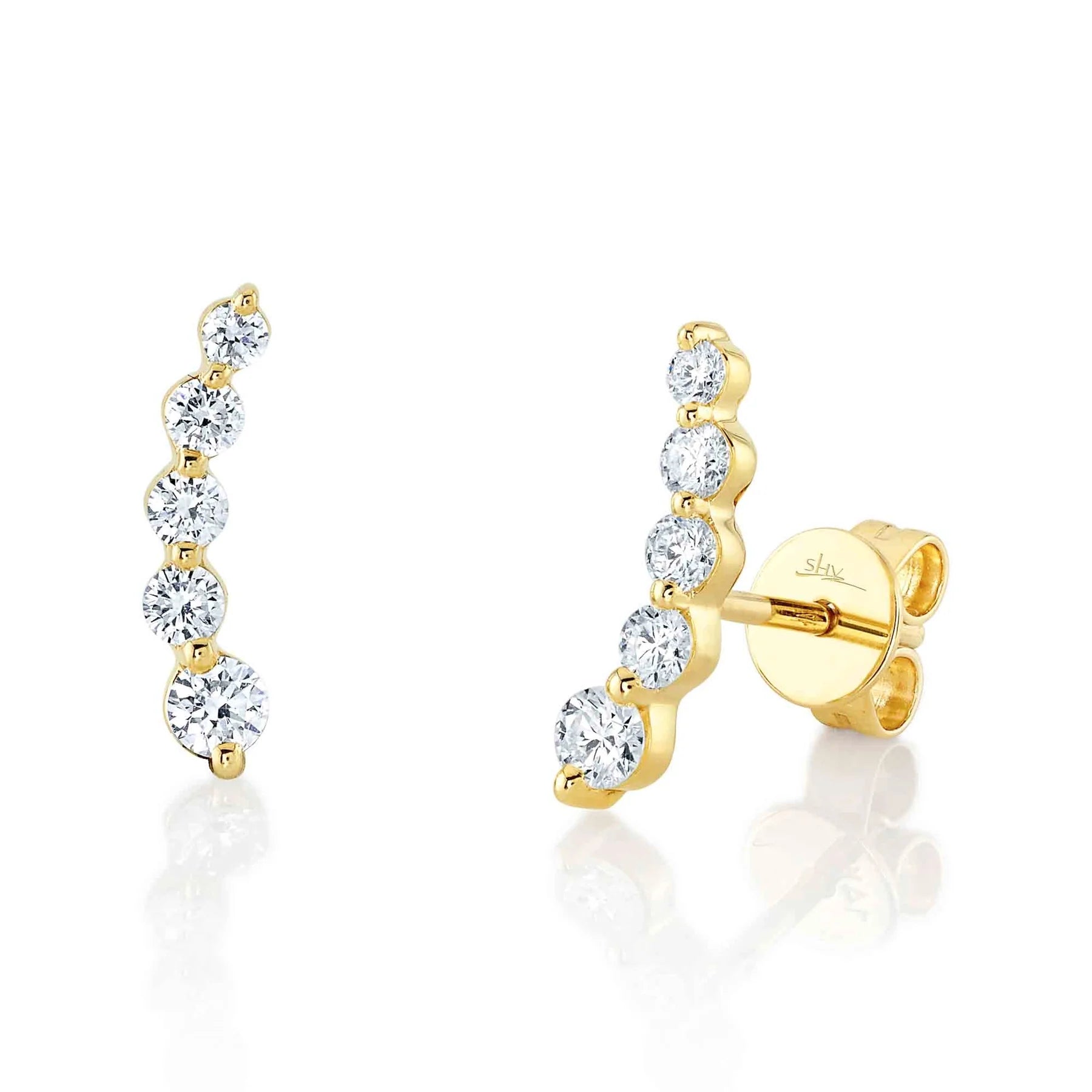 Shy Creation 0.47CT 14K Yellow Gold Diamond Ear Crawler Earring