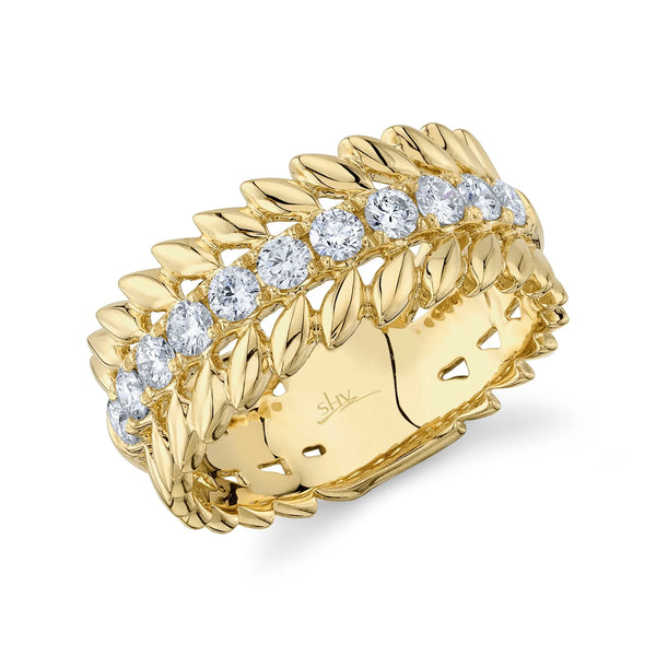 0.64CT 14K Yellow Gold Diamond Laurel Wreath Ring