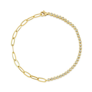 0.31ctw Diamond Bezel Paper Clip Link Bracelet
