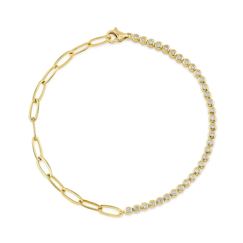 0.31ctw Diamond Bezel Paper Clip Link Bracelet