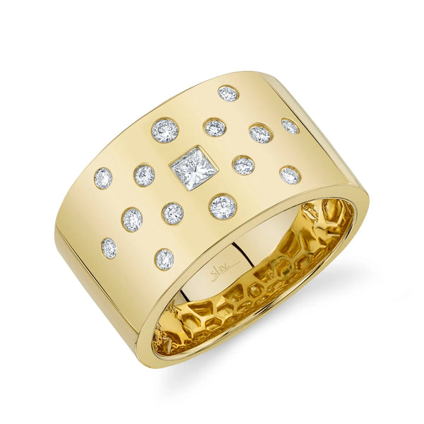 Shy Creation 0.31CT 14K Yellow Gold Diamond Princess Ring
