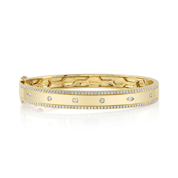 1.08ctw Mixed Shaped Diamond Bangle