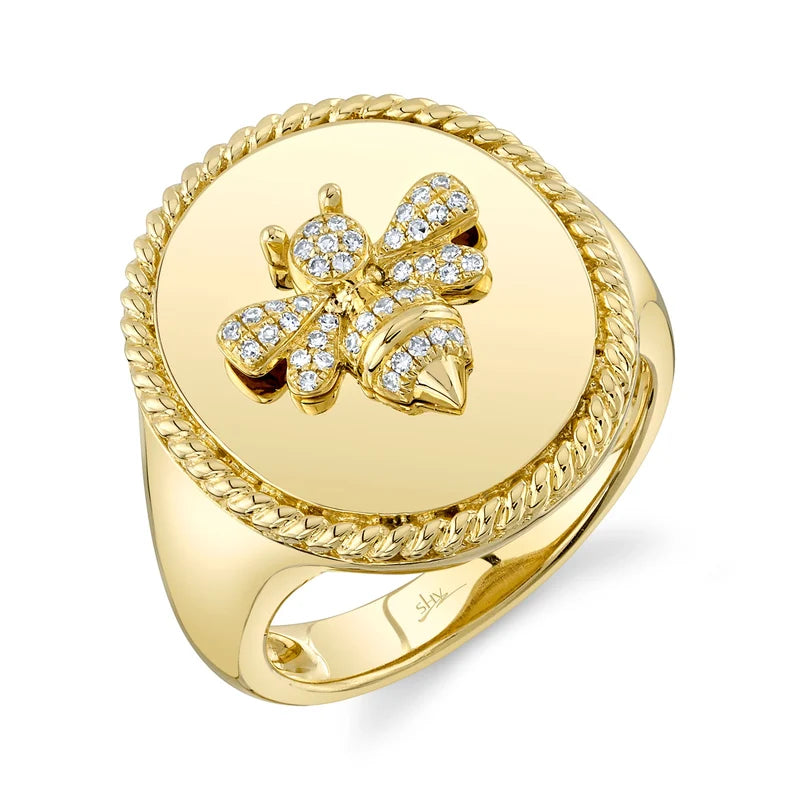 0.09ctw Diamond Bee Signet RIng
