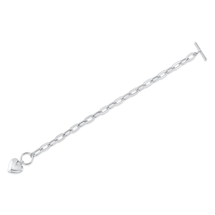 0.41ctw Diamond Paper Clip Link Pave Heart Bracelet