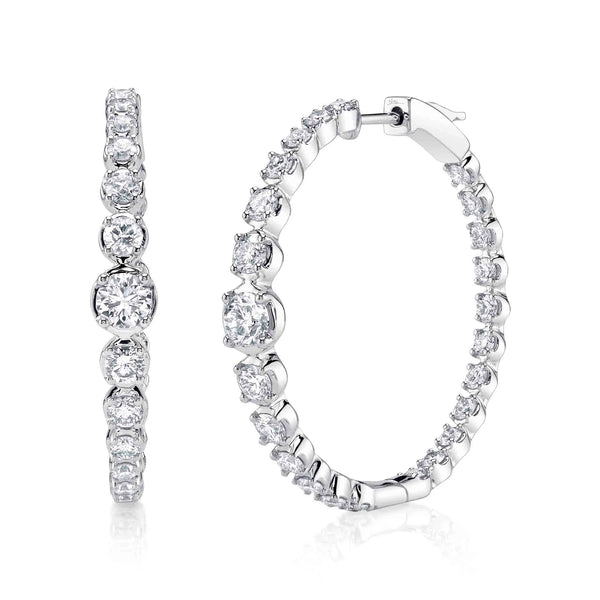 3.66ctw Diamond Crown Setting Hoop Earring