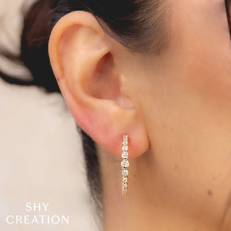 0.84CT Diamond Crown Setting Hoop Earring