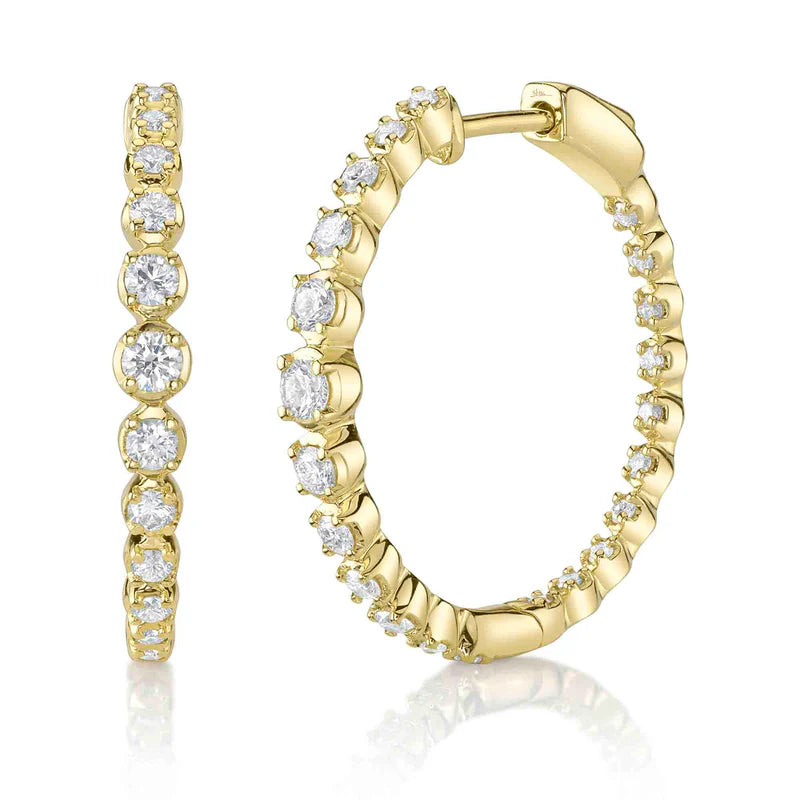0.84CT Diamond Crown Setting Hoop Earring