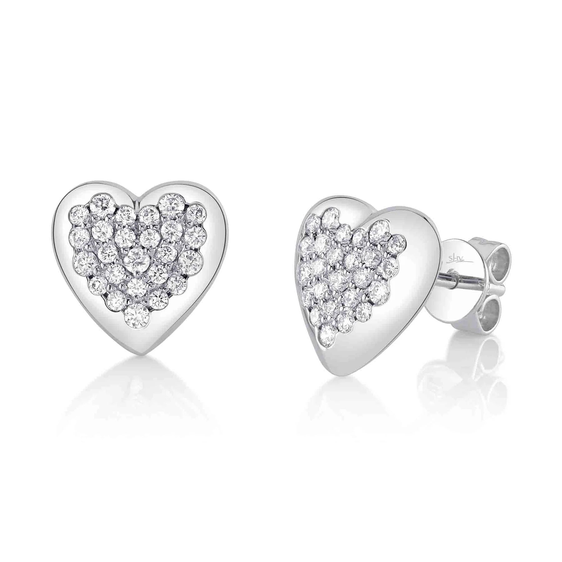 0.44ctw Diamond Heart Stud Earrings