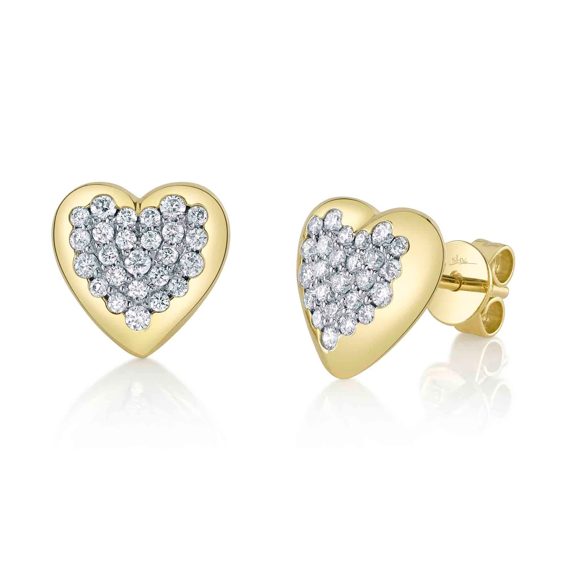 0.44ctw Diamond Heart Stud Earrings