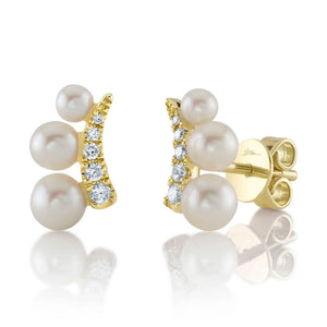 0.11ctw Diamond & Cultured Pearl Stud Earring
