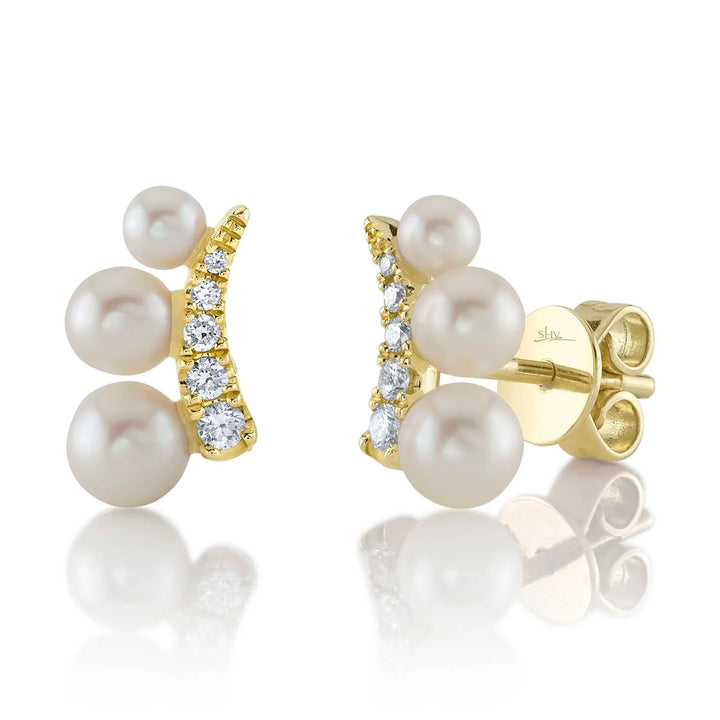 0.11ctw Diamond & Cultured Pearl Stud Earring