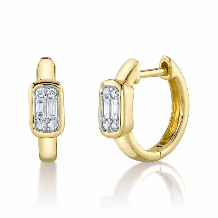 0.14ctw Diamond Baguette Huggie Earrings