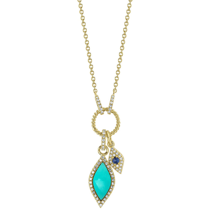 0.15ctw Diamond, Blue Sapphire & Turquoise Necklace