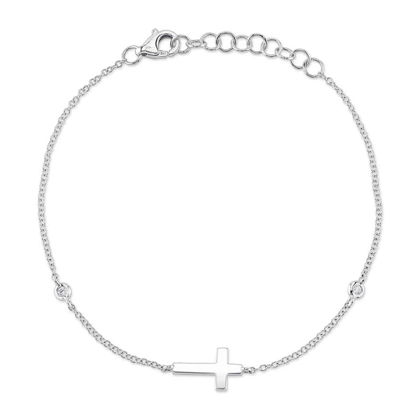 0.03ctw Diamond Bezel Cross Bracelet