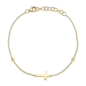0.03ctw Diamond Bezel Cross Bracelet