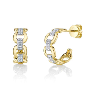 0.13ctw Diamond Link Huggie Earring