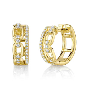 0.17ctw Diamond Link Huggie Earring