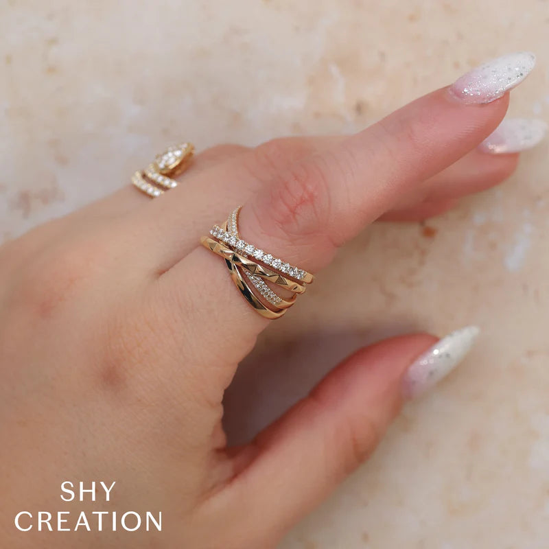 0.48ctw Diamond Bridge Geo Cut Ring