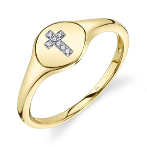 0.02ctw Diamond Cross Signet Ring