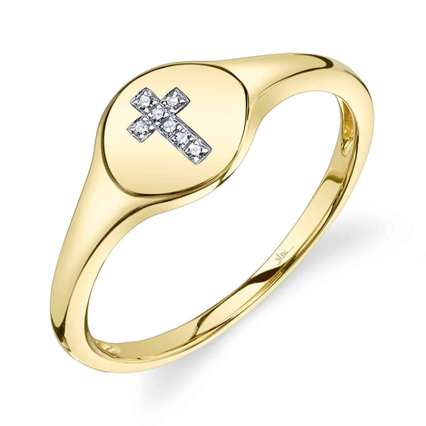 0.02ctw Diamond Cross Signet Ring