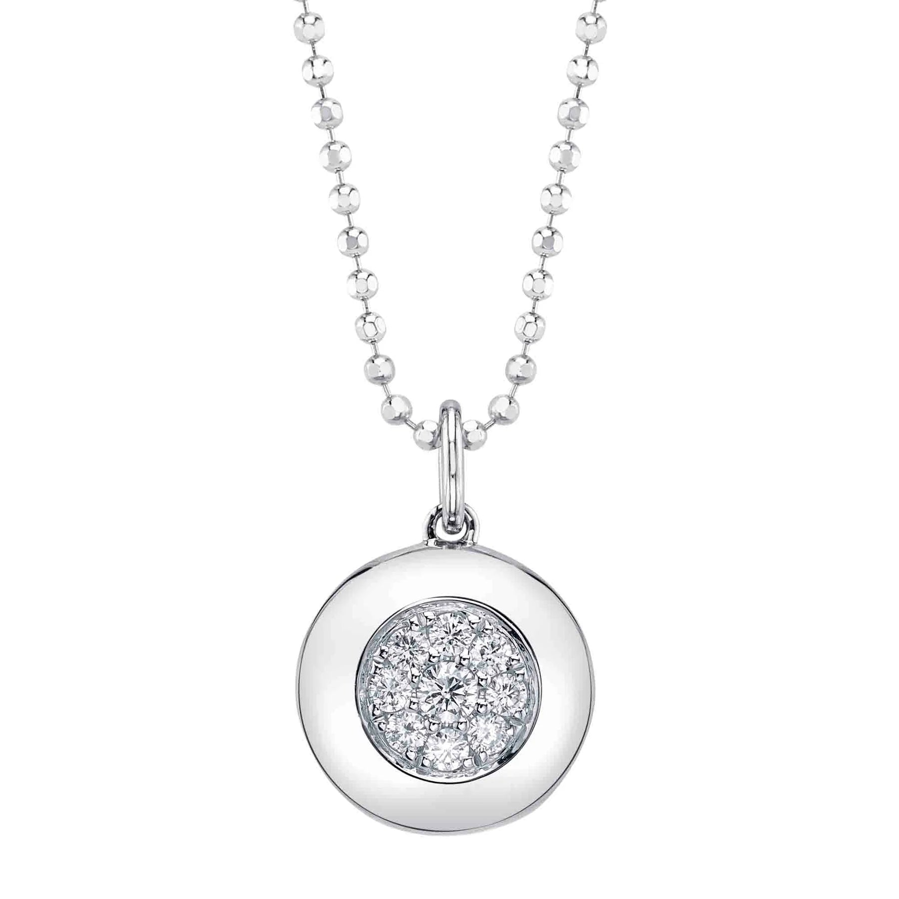 0.18ctw Diamond Circle Faceted Ball Chain Necklace