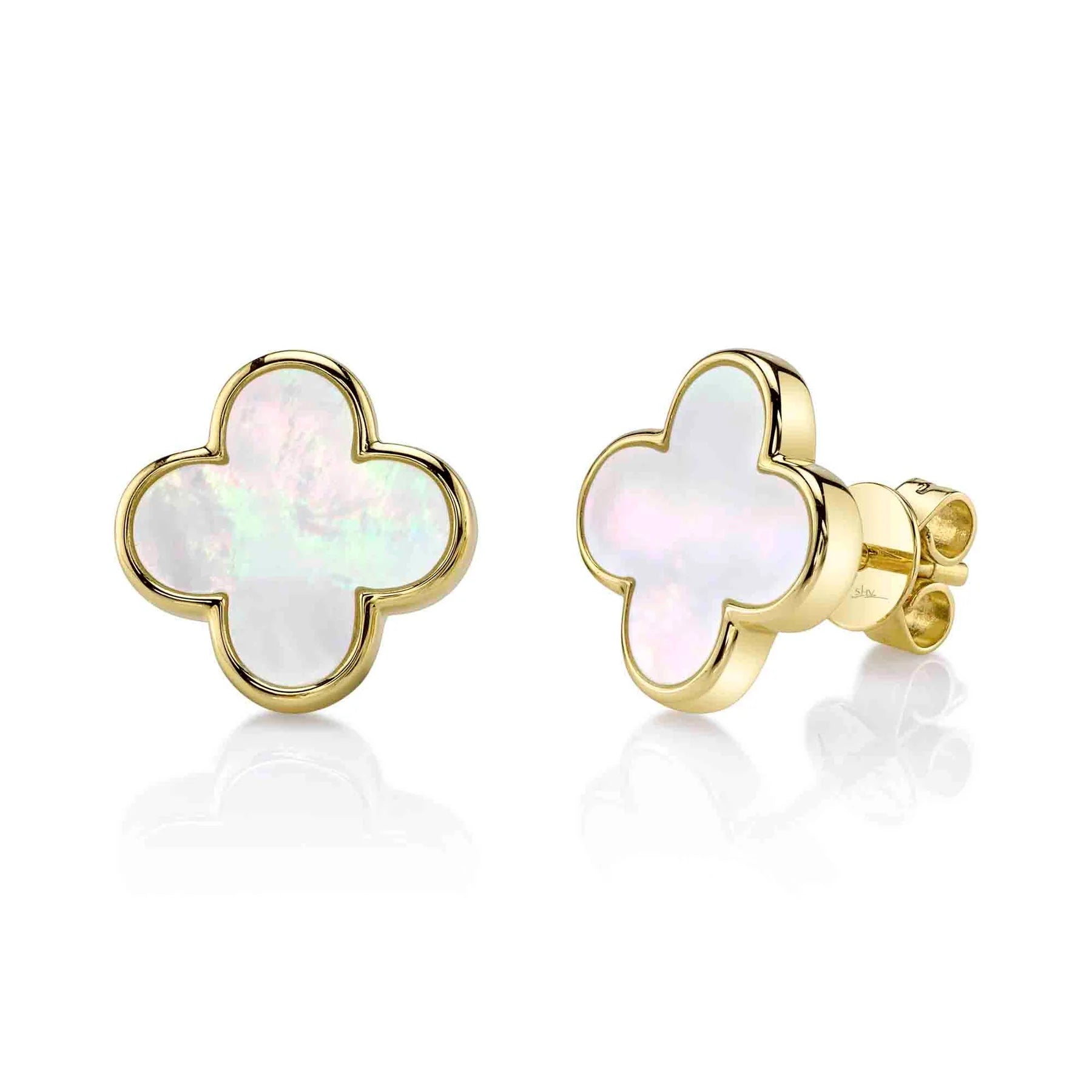 2.37ctw Mother of Pearl Clover Stud Earring