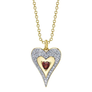 0.20ctw Diamond and Garnet Heart Necklace