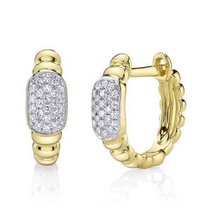 0.11ctw Diamond Ribbed Pave Huggie Earring
