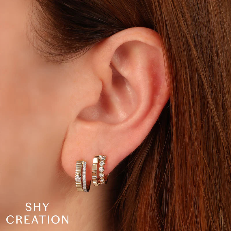 0.15ctw Diamond Bezel Huggie Earrings