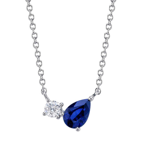 0.11ctw Diamond & Blue Sapphire Necklace