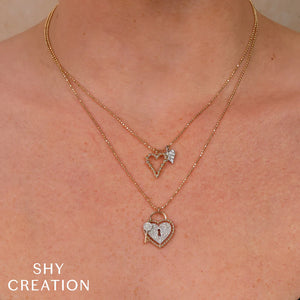 0.13ctw Diamond Heart Ball Chain Necklace