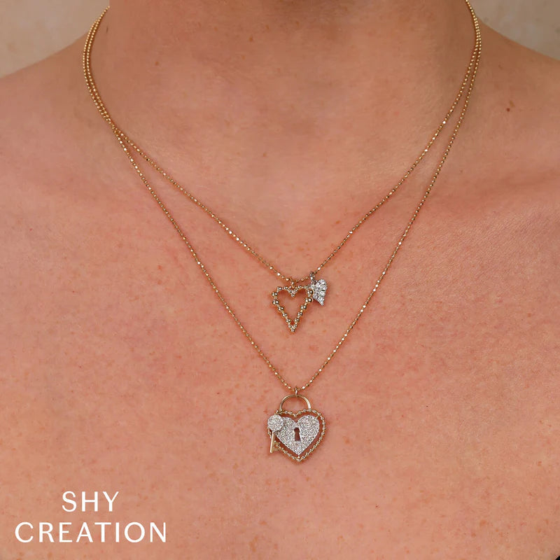 0.13ctw Diamond Heart Ball Chain Necklace