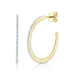0.36ctw Diamond Ribbed Hoop Earring