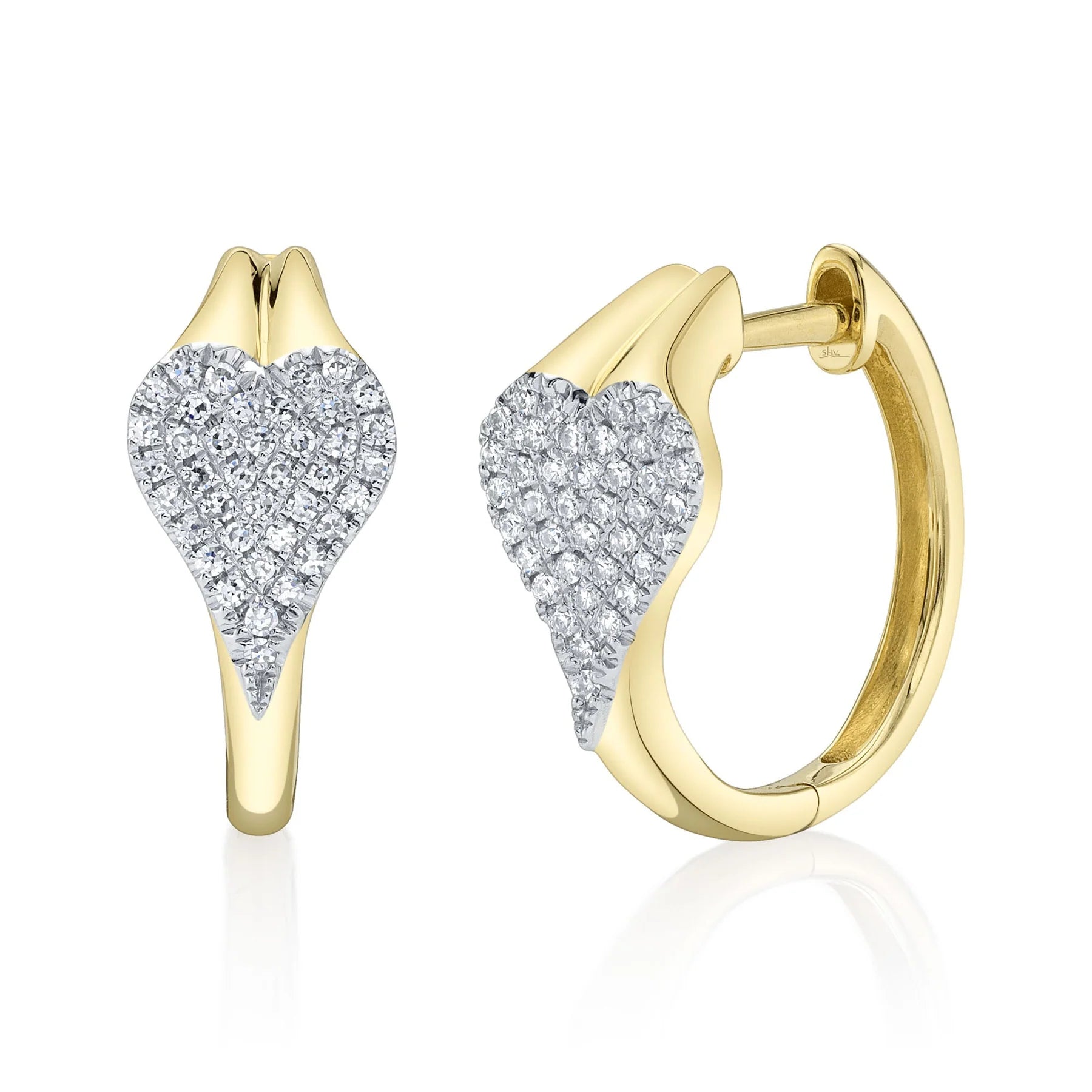 0.17ctw Diamond Pave Heart Huggie Earring