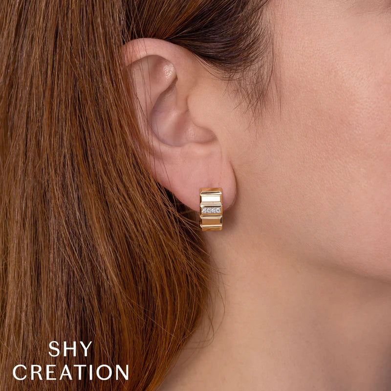 0.10ctw Diamond Geo Cut Hoop Earrings