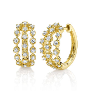 0.42ctw Diamond Crown Setting Huggie Earring