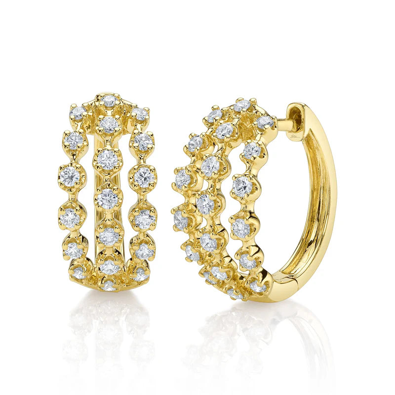 0.42ctw Diamond Crown Setting Huggie Earring