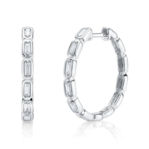 0.30ctw Diamond Baguette Hoop Earrings