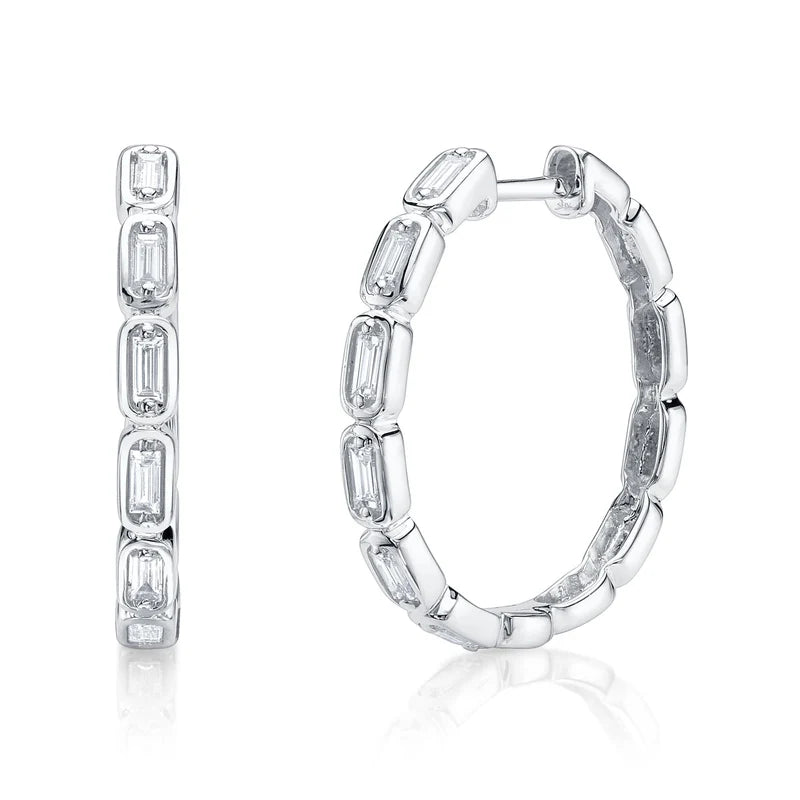 0.30ctw Diamond Baguette Hoop Earrings