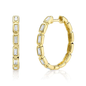 0.30ctw Diamond Baguette Hoop Earring