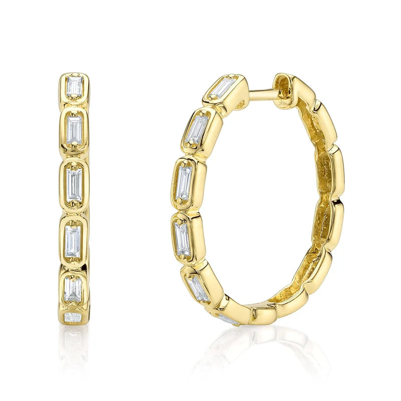 0.30ctw Diamond Baguette Hoop Earring