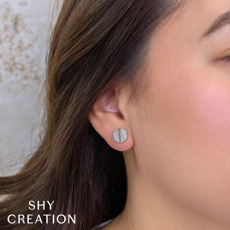 0.25ctw Diamond Circle Pyramid Stud Earrings